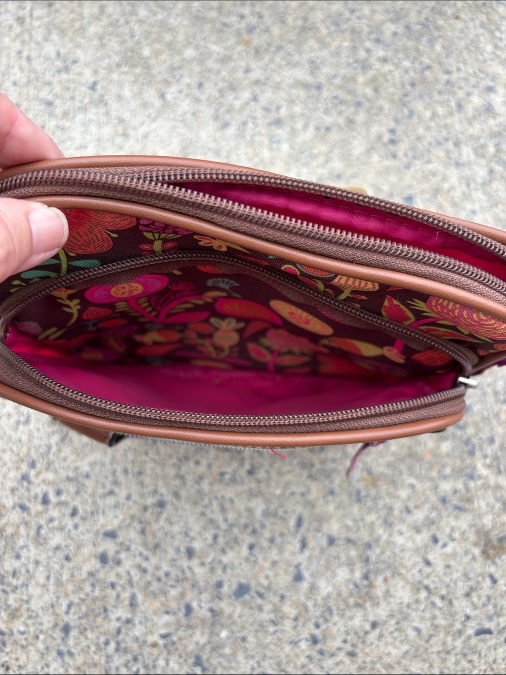 Lily Bloom Brown Floral Crossbody with Pink and Orange Accents - Picture 7 of 11